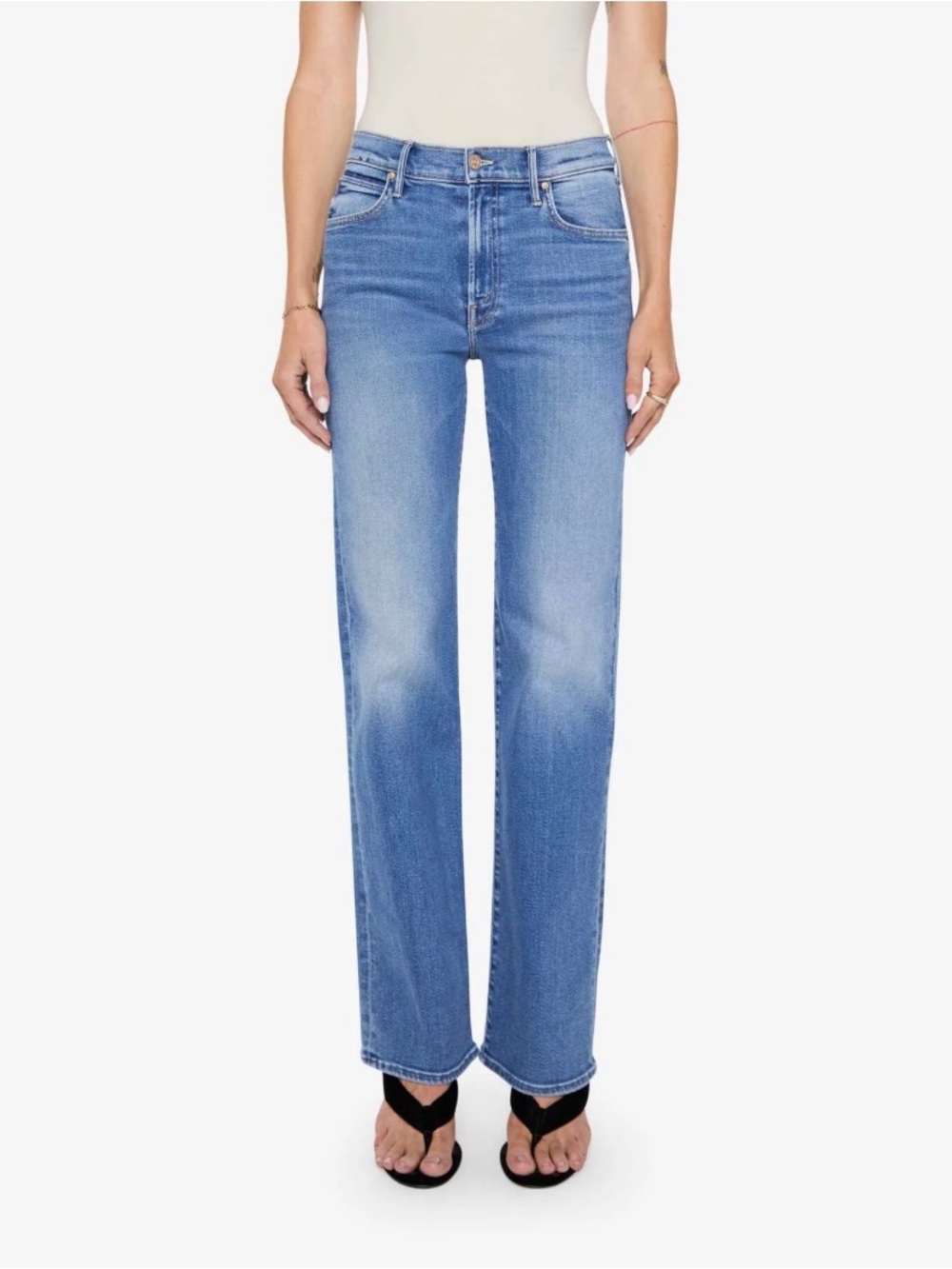 MOTHER High-Rise Straight Jeans - Light Blue